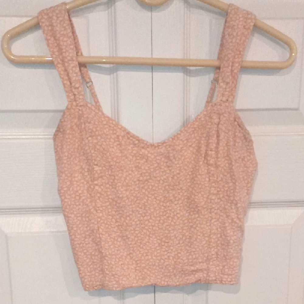 Abercrombie & Fitch Textured Blush Crop Tank Top